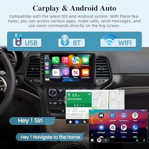 [2 + 64 G] Rádio veicular Android para Jeep Grand Cherokee 2014-2022 – Carplay sem fio e Android Aut