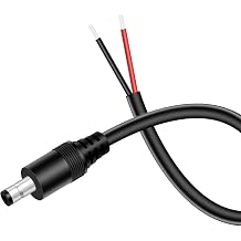 Fancasee 16AWG DC Power Pigtail Cable, 5.5mm x 2.5mm DC Barrel Male Plug Jack Connector to Bare Wire Power Supply Adapter Repair Cord for CCTV Surveillance Security Camera LED Strip, 1FT
