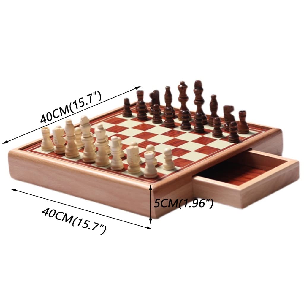 ZAW Schach Lagerschublade Schach Set High-End-hölzerne Klassische Brettspiele Portable for Anfänger und Erwachsene Chess (Größe : 40CM)