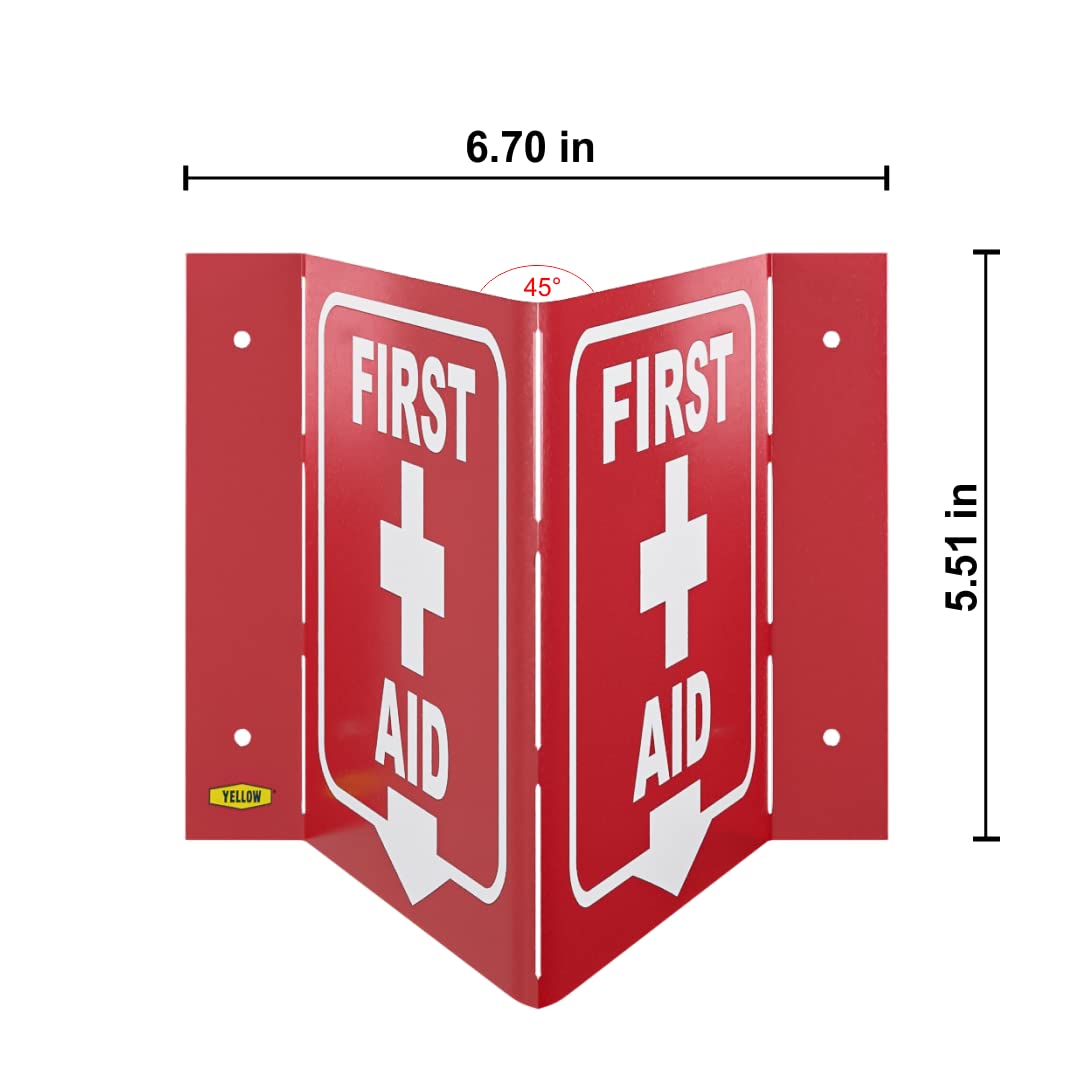 Stay Safe with our OSHA Compliant Folded Projecting First Aid Sign - 5"x7", 1mm Aluminum, Essential Workplace Safety Warning — Amazon image 2