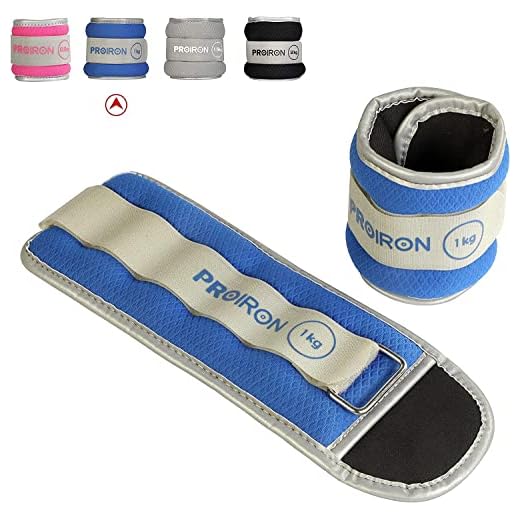 PROIRON Lastres Tobillos Pesas para Piernas Tobilleras 1kg×2 （Azul）con Peso con Diseño Reflectante y Correa Ajustable Pesas Tobillos Pesas para tobillos