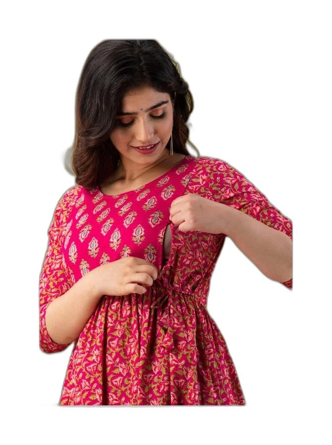 SIDHI VINAYAK Creation Women's Floral Printed Pure Cotton Maternity Kurtis/Gown|Style -228 Women's Maternity Kurtas-image-21