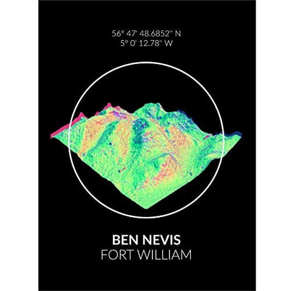 Wee Blue Coo Ben Nevis Mountain Topography Highland Scotland Art Print