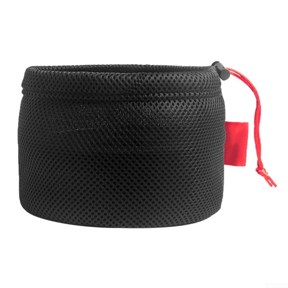 Outdoor Mesh Storage Bag for Camping Cookware, Lightweight Anti-Collision Breathable Pot Protector Pouch with Drawstring for Hiking and Backpacking Tableware(26 * 18cm)
