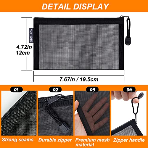 6 Pcs Small Makeup Bag for Purse, Mesh Cosmetic Bags, Portable Mesh Zipper Pouch Toiletry Bag Organizing Pouches for Travel (Black)2