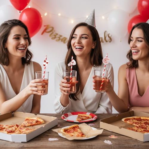 Serencatcher Pitillos de Papel Temáticos Pizza 50 Piezas miniatura 3