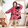 cow print Pink Wearable Blanket Hoodie 6-13 Year Old - Cozy Soft Fleece Flannel Hot Pink Hooded Sweatshirt Blanket, Christmas/Birthday Gifts for Teens Girls #1