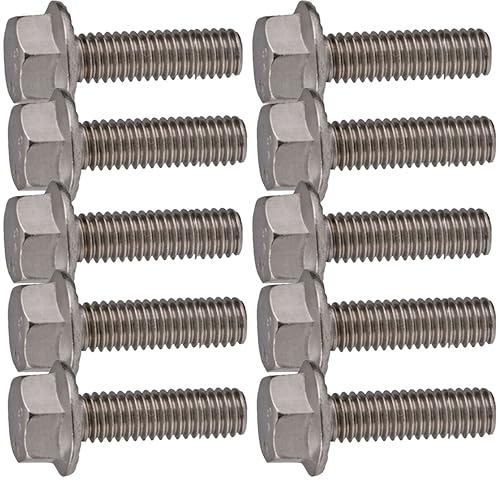 M6 x 16mm Flanged Hex Bolts Fully Threaded A2 Stainless Steel - Secure Fastening Solution for Various Applications (Pack of 10)