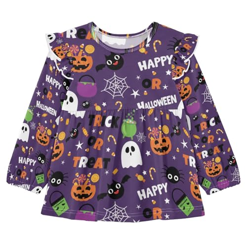 Happy Halloween Infant/Toddler Girl Ruffle Cuffs T-Shirts Toddlers Casual Top Soft Tee 4T2