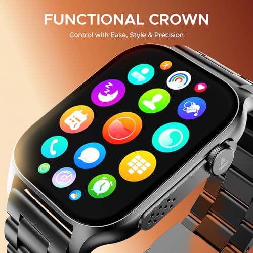Image of Boat Ultima Ember smartwatch with 1.96 inch AMOLED Display, AOD, Personalized Fitness Nudges, Functional Crown,100+ Sports Modes, Create Your Own Watchface, smartwatch for Man and Woman (Steel Black)