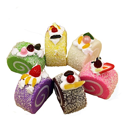 Kawaii Squishy, Sinto 4pcs Decoración del Imán del Refrigerador de la Magdalena de la Torta del Rodillo de la Suposición, Color al Azar