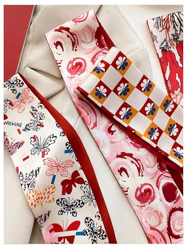 WDIRARA Girl's 4 Pack Floral Hair Scarf Handbag Scarfs Neck Scarf Neckerchief Headbands4