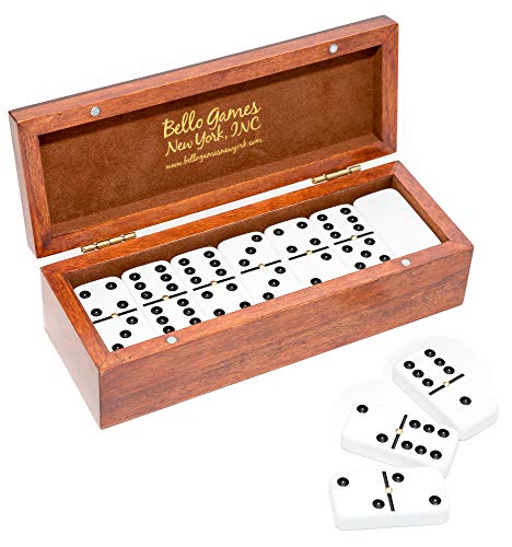 Juego de dominó doble seis profesional con caja de madera miniatura 2