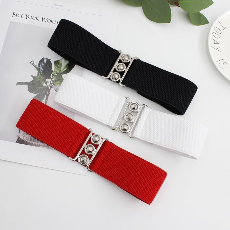 Women's Elastic Buckle Belt Dress Decorative Waist Seal Elastic Wide Waist Seal3