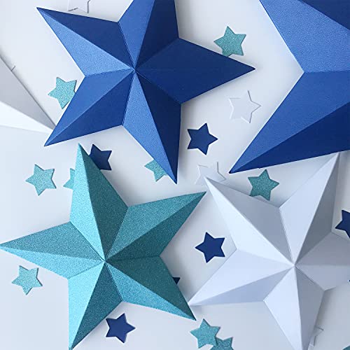 Tenshun 3D Paper Star Wall Decor Decals Frozen Theme Glitter Paper Star Cutouts Removable Art Crafts Star Wall Hanging Decoration for Nursery Kids Room Baby Shower Birthday Party Supplies