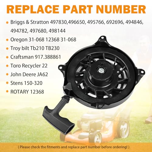 Image of 497680 Rewind Starter for Briggs & Stratton Lawn Mower Pull Start Assembly