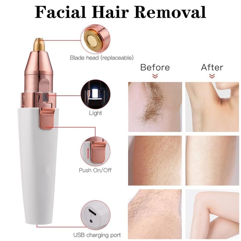 Image of Eyebrow Trimmer & Facial Hair Remover Razor for Women - Professional Personal Hair Removal (facial epilator) (Portable eyebrow epilator), Multicolor (2IN1)