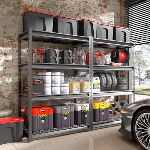 Image of The Atlas 48 inch W Heavy Duty Garage Shelving Unit Load 12000 Lbs, Metal Shelves for Storage, Adjustable All Steel Industrial Rack, 48 inch W x 24 inch D x 72 inch H, Black