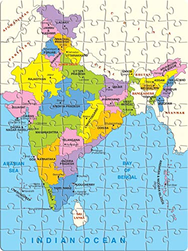 Image of Frank India Map - Early Learning Puzzles for Kids Above 6 Years | Brain Booster Educational Fun Toys for Focus & Memory | Gifts for Kids - Set of 108 Pcs with States, Union Territories, Capitals