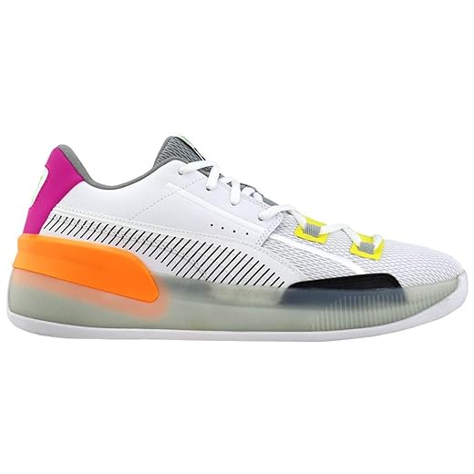 PUMA Mens Clyde Hardwood Athletic Basketball Shoes (White Orange Pop, 14)