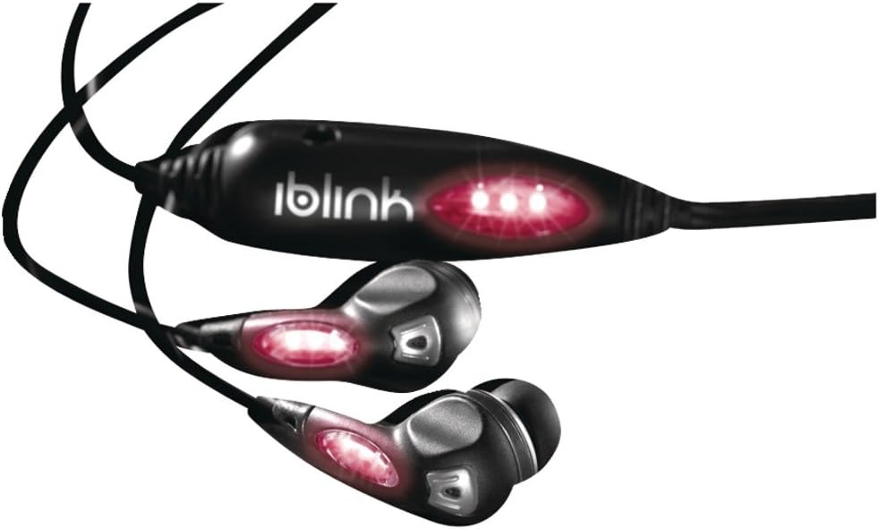 IBLINK BLP3 Earbuds with LED Lights (Black with Pink LED Lights)