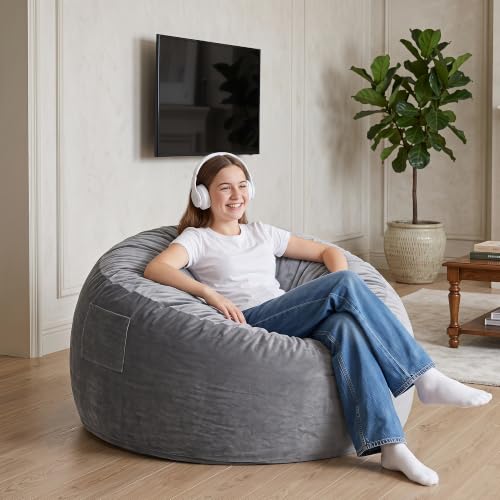 Image of 4 Ft. Bean Bag Chair for Adults, Teens, Kids with Memory Foam Filling