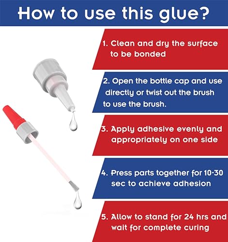 Image of (2-in-1) Super Glue with Brush Applicator & Nozzle, Mess Free Superglue Brush, Instant Glue for All Purpose and Fast Setting for Projects and Repairs,3000 CPS Clear Cyanoacrylate Glue
