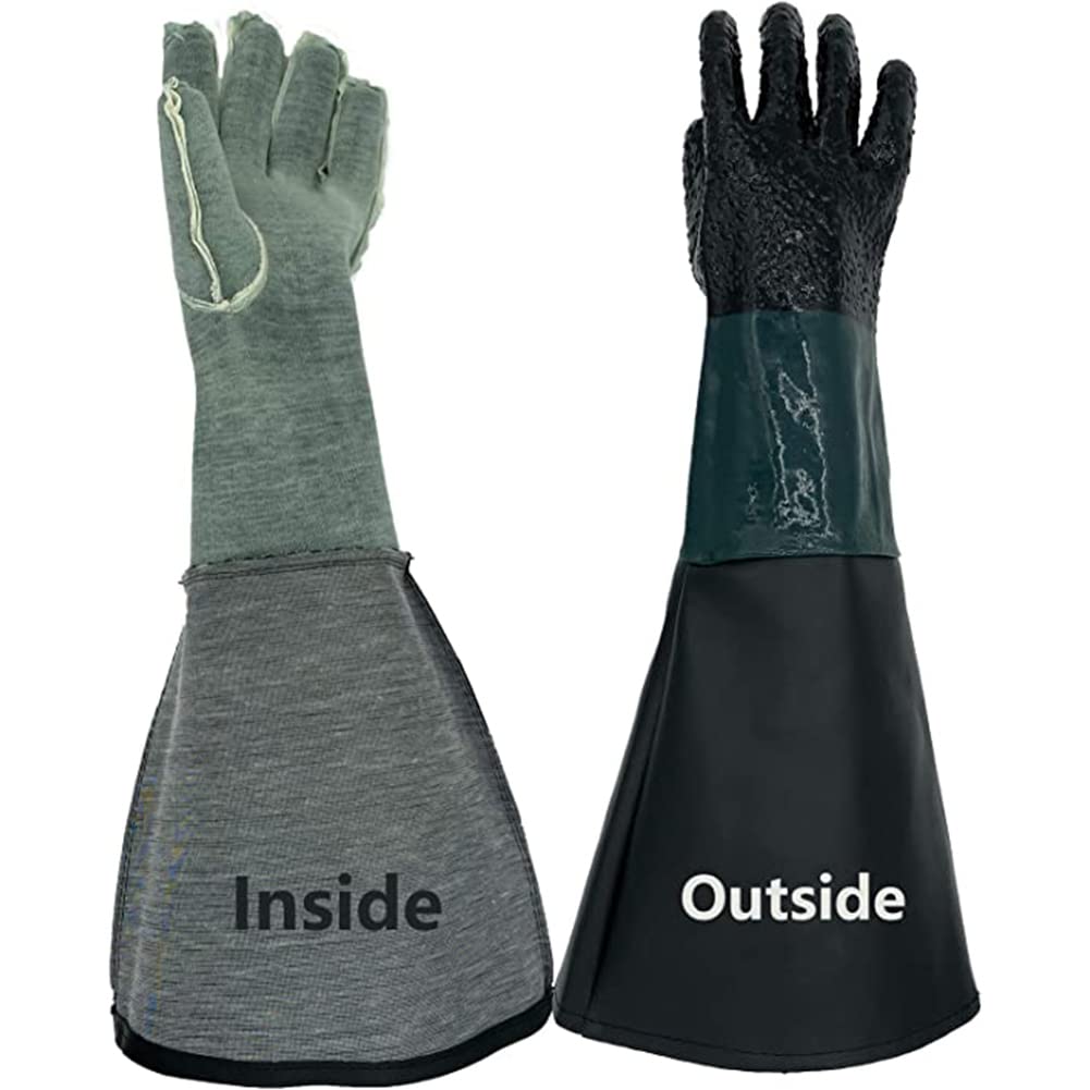 ZYWUOY 1 paire de gants de sablage, 60 x 20 cm, gants de travail pour sablage, armoire de sablage avec supports de gants, pinces en PVC