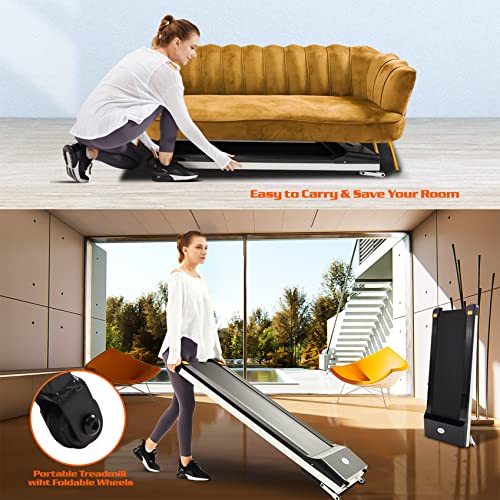 Image of Folding Treadmill Foldable Walking Pad Ultra Slim Smart Jogging Running Machine Gym Device with Dual LED Display & Remote Control for Home Office Under Desk