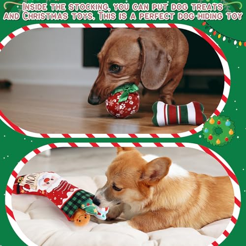 Lunmon 9 piezas kit navideño para perros con juguetes sonoros miniatura 6
