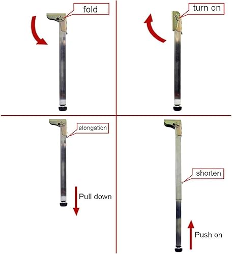 Miniatura 8 de Patas de mesa de acero inoxidable para muebles de bricolaje, patas de escritorio telescópicas plegables, pies de mesa de comedor con elevación de