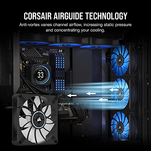 Image of CORSAIR ML120 LED Elite, 120mm Magnetic Levitation Blue LED Fan with AirGuide, Single Pack, Black