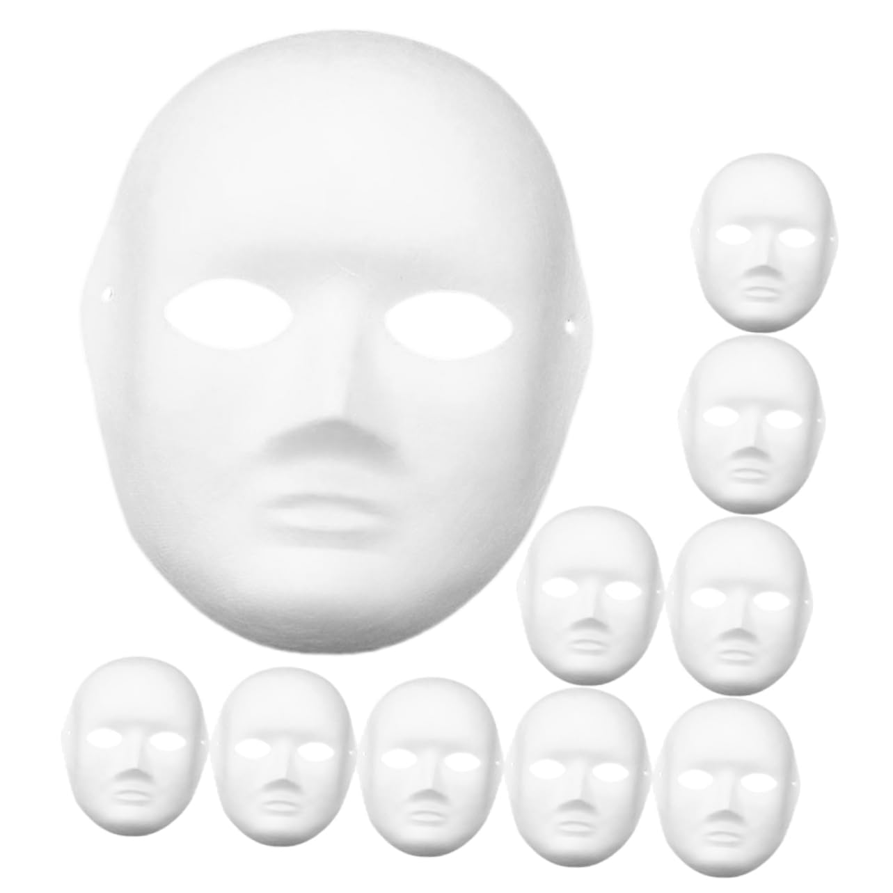 VICASKY 10pcs DIY Full Face Paper Mache Masks - Blank White Paintable Masks for Crafting - Masquerade Cosplay Mardi Gras Parties for Men and Women