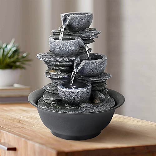 chillscreamni Small Tabletop Water Fountain for Indoor - 10 3/5†H Relaxation Waterfalls Cascading Bowl Fountain with Natural Water Features&LED Lights for Indoor and Outdoor Decor chillscreamni Small Tabletop Water Fountain for Indoor - 10 3/5†H Relaxation Waterfalls Cascading Bowl Fountain with Natural Water Features&LED Lights for Indoor and Outdoor Decor