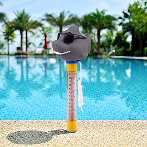 Pool Thermometer Swimming Pool Thermometer with String Shatter Resistant Indoor Outdoor Water Temperature Measurement Bath Water, Spas,Hot Tubs, Aquariums and Fish Ponds(Cool Shark) Cover
