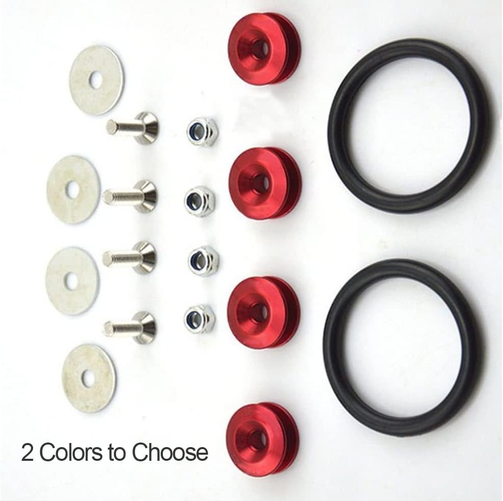 Amooca Red Finish Quick Release Fasteners for Car Bumpers Trunk Fender Hatch Lids Kit