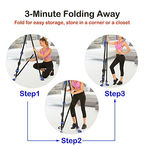 Aceshin Vertical Climber Machine, Home Gym Exercise Folding Climbing Machine,Indoor Vertical Climbing Exercise Machine, Fitness Stepper for Whole Body Cardio Workout Training (Black Blue)