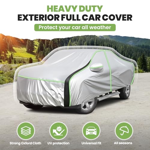 Image of Cartist Car Cover for Chevrolet Silverado Crew Cab 6.6ft Short Bed 2000-2018 4 Door, Door Zipper & Night Reflective Strips, UV Rain Snow Protection