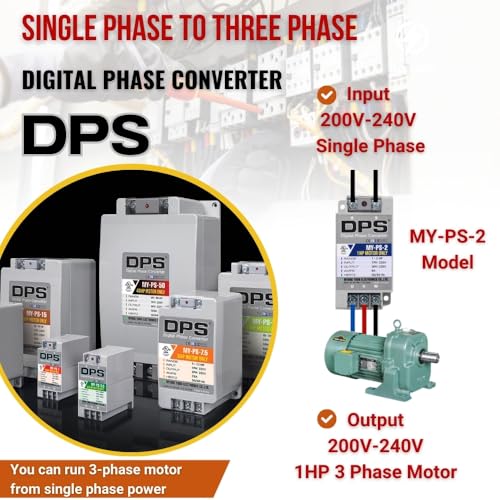 Image of DPS Single to 3 Phase Converter, My-PS-2 Model is Used for a 1HP(0.75kW) 3Amps 200-240V 3 Phase Motor, Input /Output 200V-240V, UL /CE Certified