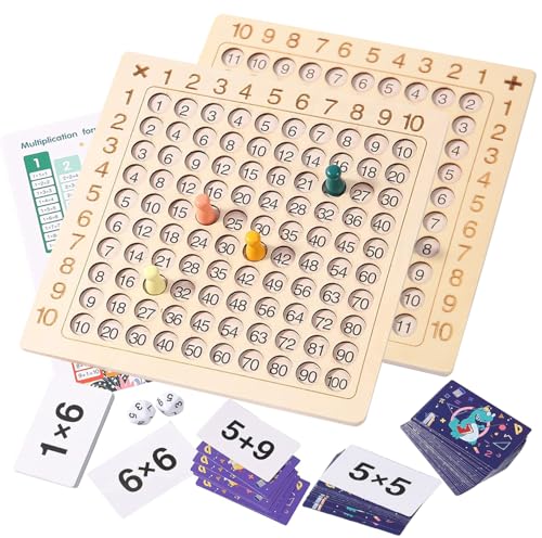 Juego de mesa educativo 2 en 1 suma y multiplicación madera miniatura 1