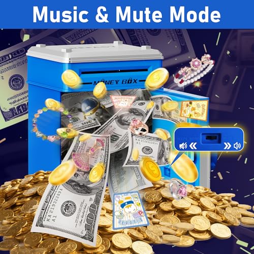 Image of Refasy Piggy Bank Cash Coin Can ATM Bank Electronic Coin Money Bank for Kids Age 3-12, Money Savings Box Mini ATM Coin Bank Toys Gifts for 3 4 5 6 7 8 9 10 11 12 Year Old Boys Girls