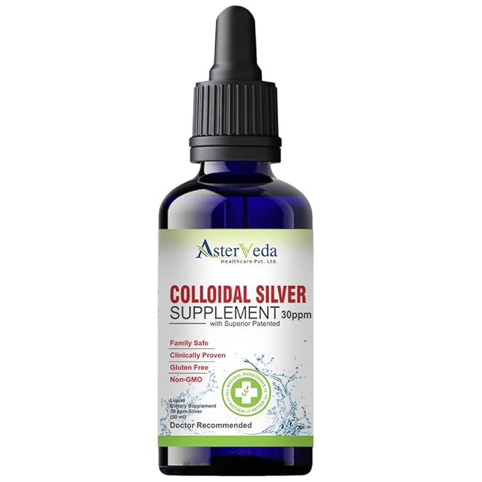 Asterveda Colloidal Silver 30 ppm Mineral Supplement Natural Source
