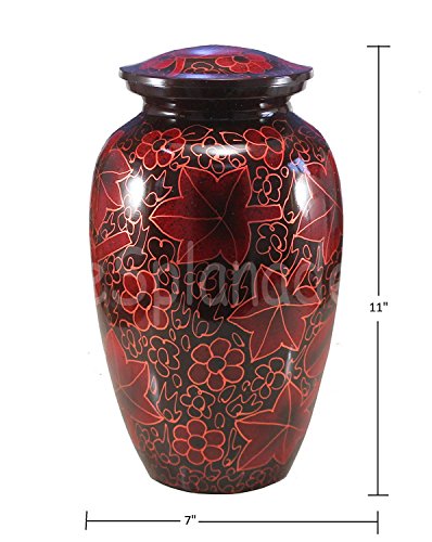 eSplanade Red Cremation urn Memorials urns Container Jar Pot | Urns | Metal Urn | Burial Urn | Memorial Urn (Red/Black) - Thumbnail 7