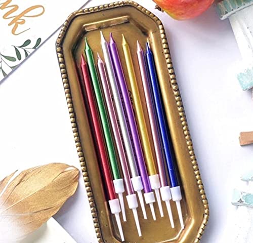 Image of Thin Birthday Candles for Girls, Boys, Parents , Anniversary Decoration , Baby Shower , Cake Decoration , Candles for Birthday Decoration (Multicolor) 6 pcs