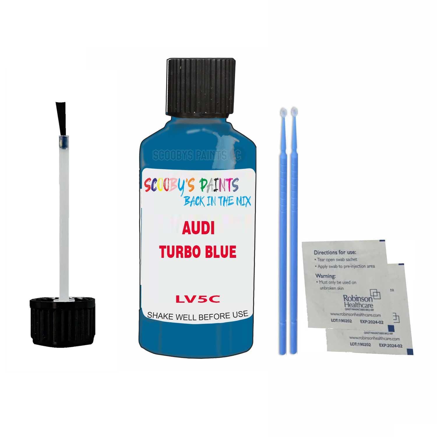 Scoobys Paints Back In The Mix Turbo Blue Touch Up Paint For Audi A5 Lv5c 2018-2022 30Ml Bottle Brush Scratch Stone Chip Repair Pen