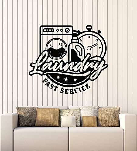 Vinyl Wall Decal Fast Service Laundry Dry Cleaning Room Stickers Mural Large Decor (g6239) Black