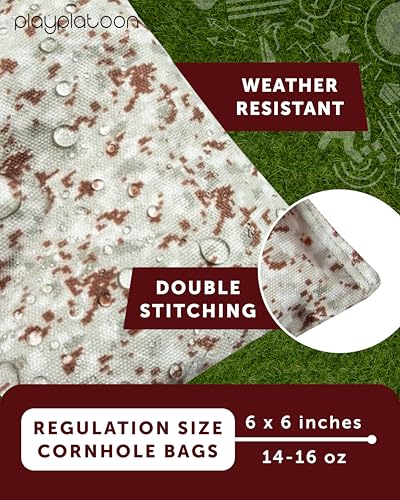 Image of Play Platoon Cornhole Bags Weather Resistant- Set of 8 Regulation Bean Bags for Tossing- Official Professional Size & Weight Corn Hole Bags Two Color All Weather Cornhole Beans Bag Set with Tote Bag