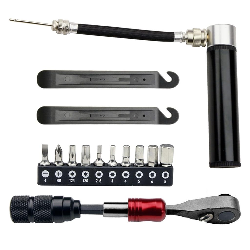 Multifunctional Road Bike Repair Tool - Ratchets Wrench, Tire Levers, Pumps Outdoor Cycling Maintenance