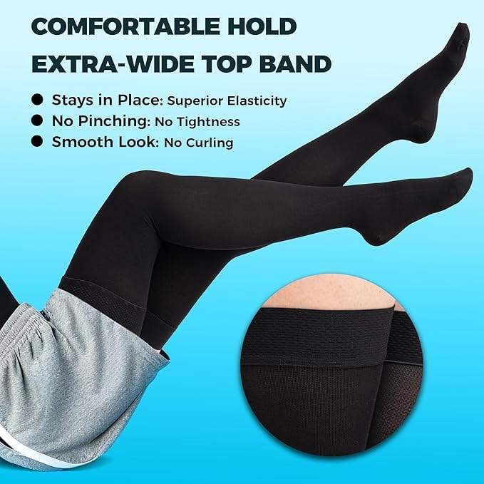 Image of Smart Compression Thigh High Socks 20-30 mmHg, Closed Toe for Women & Men