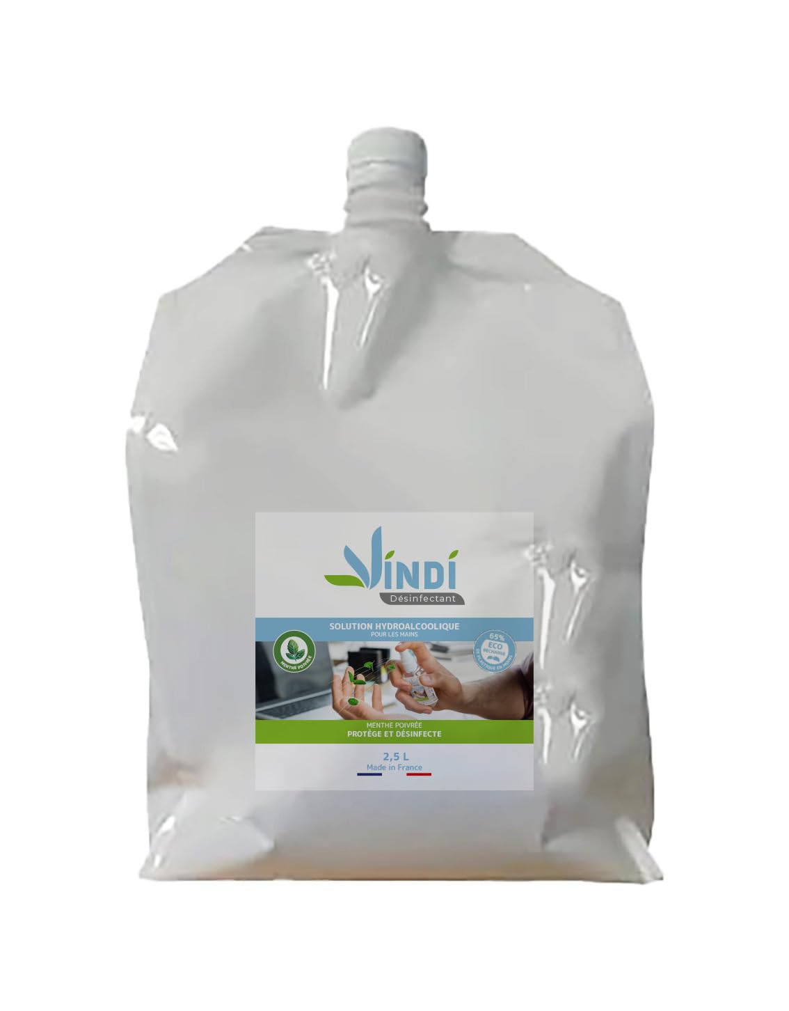 Solution hydroalcoolique 76% alcool Vindi écorecharge menthe - 7